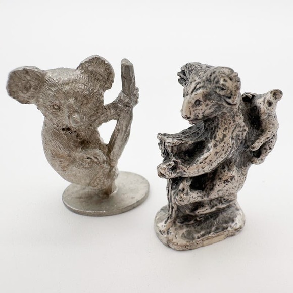 Lot of Two Pewter Koala Figurines Michael Ricker and Spoontiques Vintage 70s 80s - Picture 11 of 13